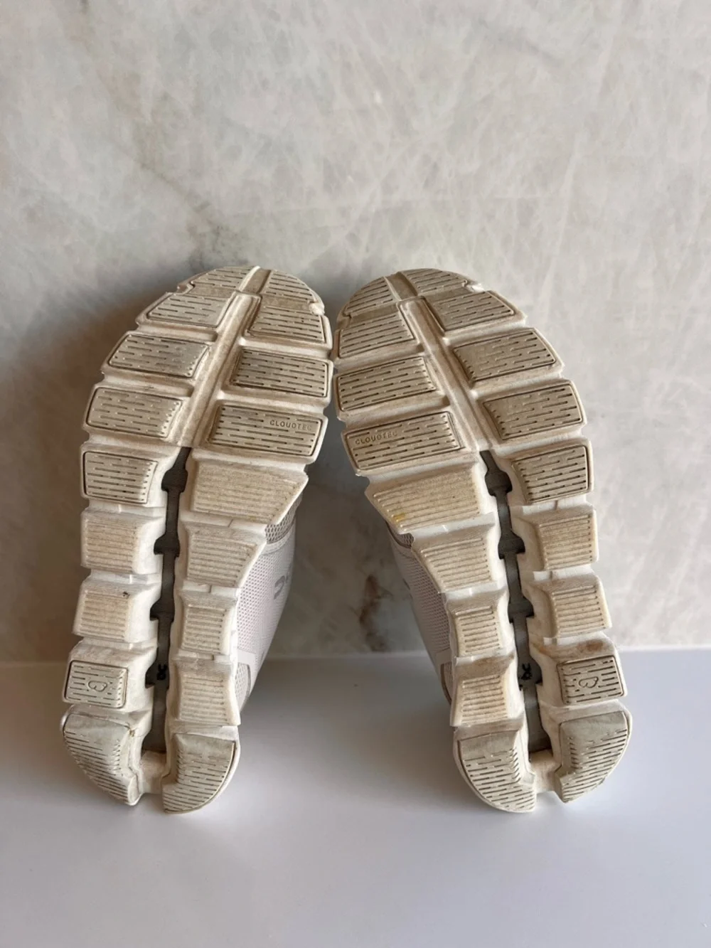 On Cloud Beige Mesh Running Sneakers - Picture 7 of 9